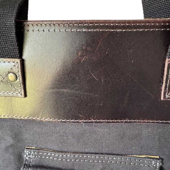 Damn Dogs Tote Shoulder Bag Charcoal Black Canvas Leather Trim Rugged Unisex - Picture 14 of 16